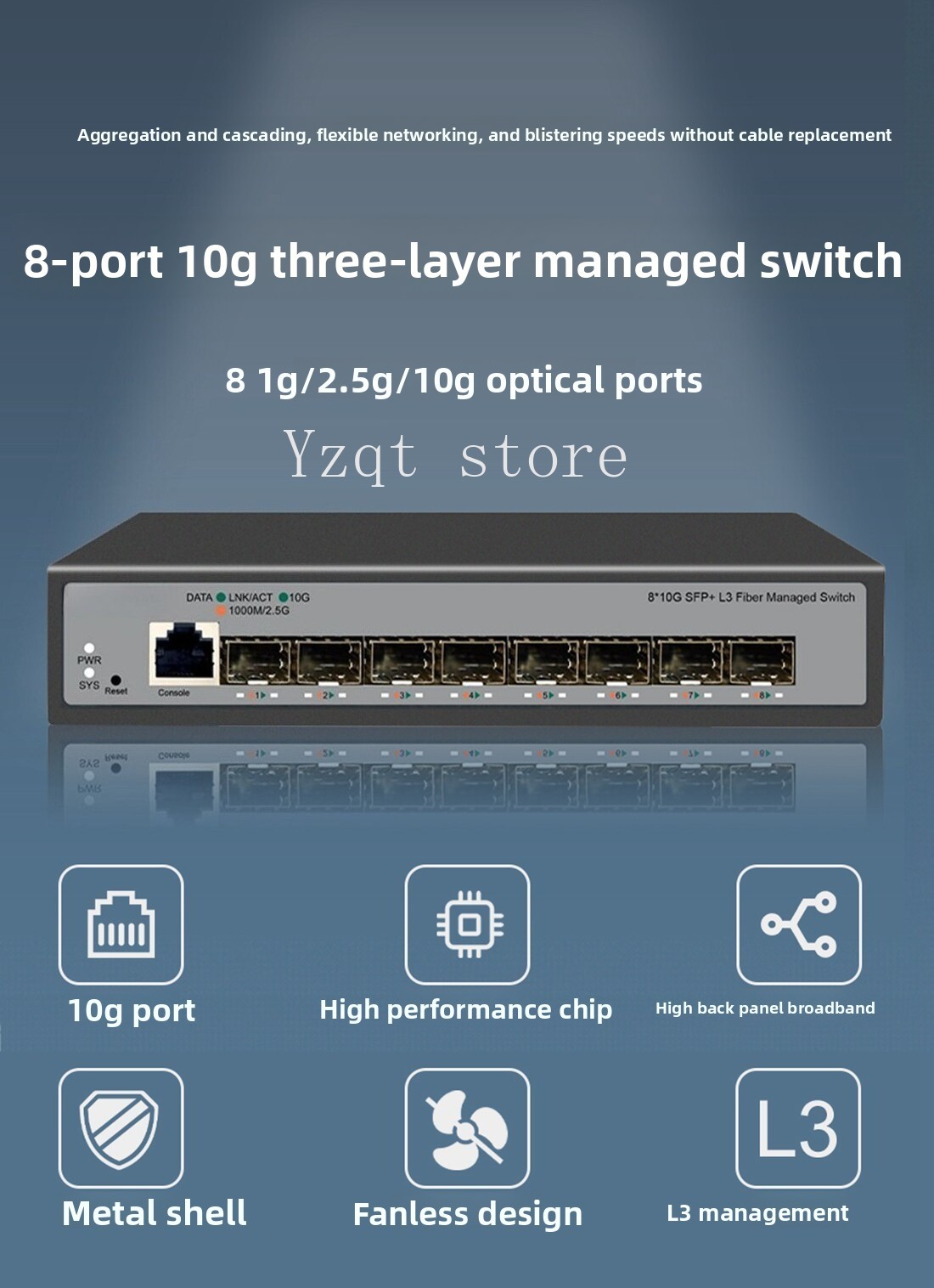 Sfp+ 10G Managed Switch 8 Port - 8 portlu, 10 Gigabit Ethernet özellikli,