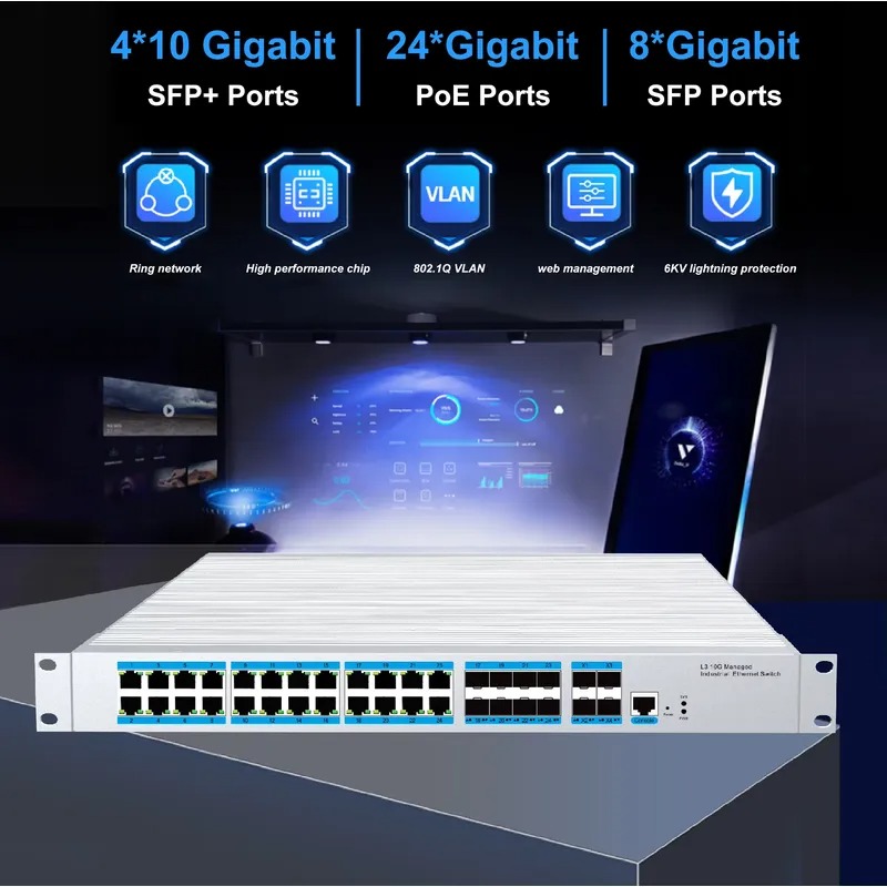 24 portlu PoE endüstriyel yöne - Sfp+ 10G Managed Switch 8 Port incelemesi ve fiyatı